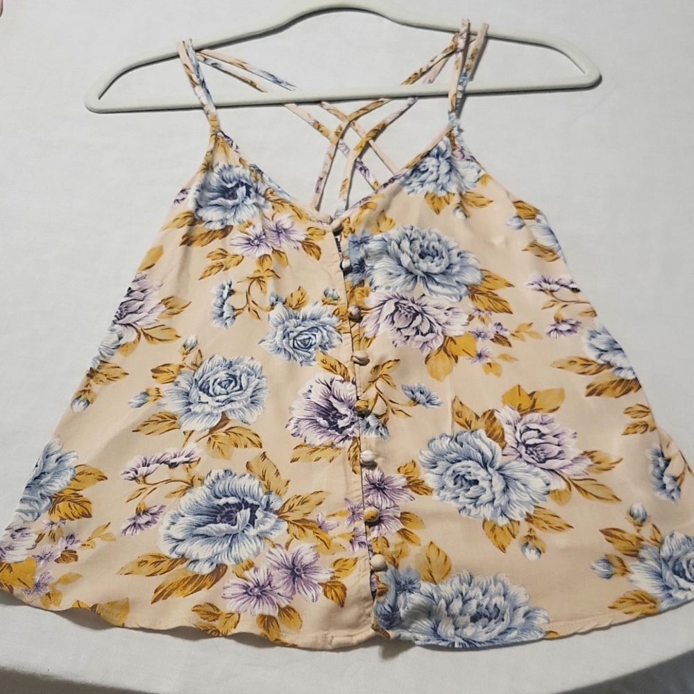 American Eagle floral button down tank top